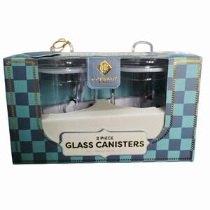 Gourmet Kichen 2 piece Glass Canister Set Snowman 16.9oz Each NIB